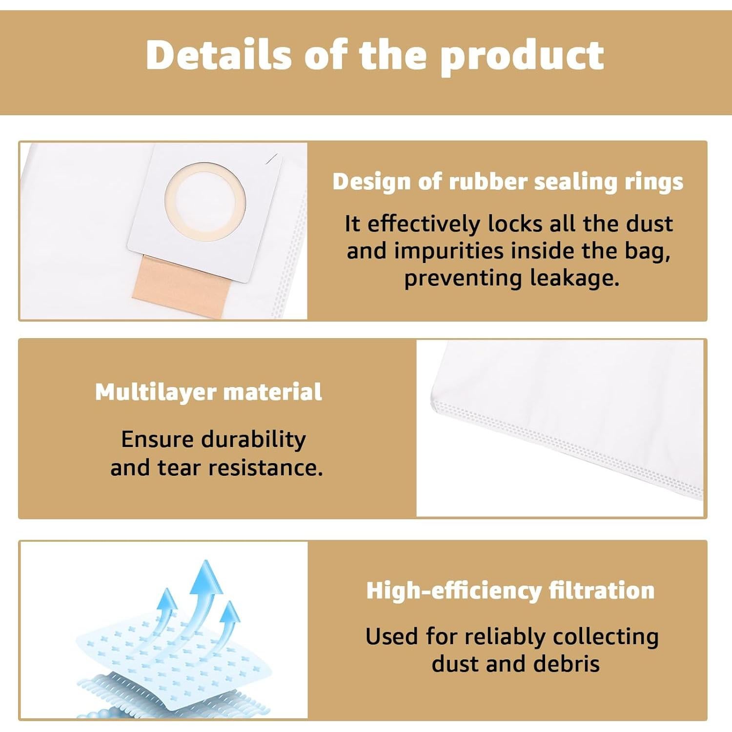 Bolsas de Filtro de Reemplazo Lakapre 191C26-2 - Paquete de 5