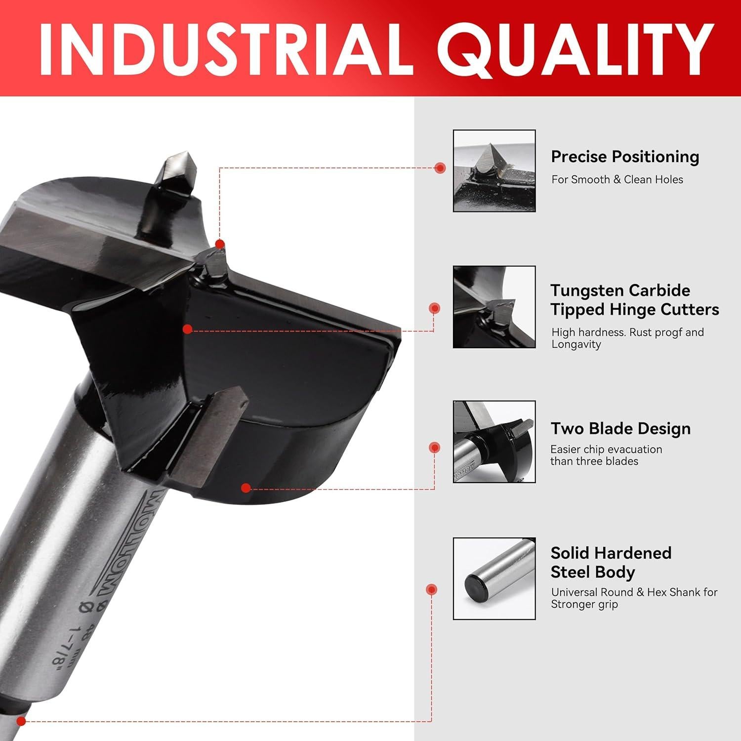 Broca Forstner 6.3mm Mollom para Carpintería con Carburo YG8