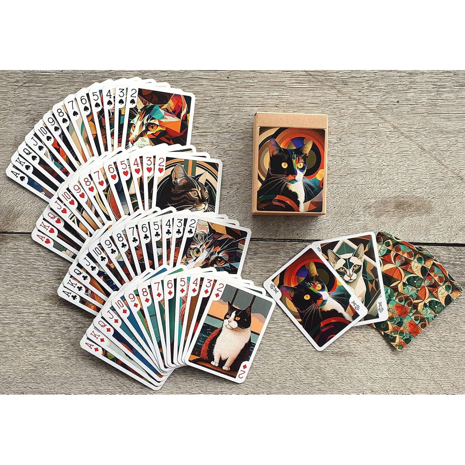 Baraja de Póker Art Deco Gato FlonzGift 54 Cartas Diferentes