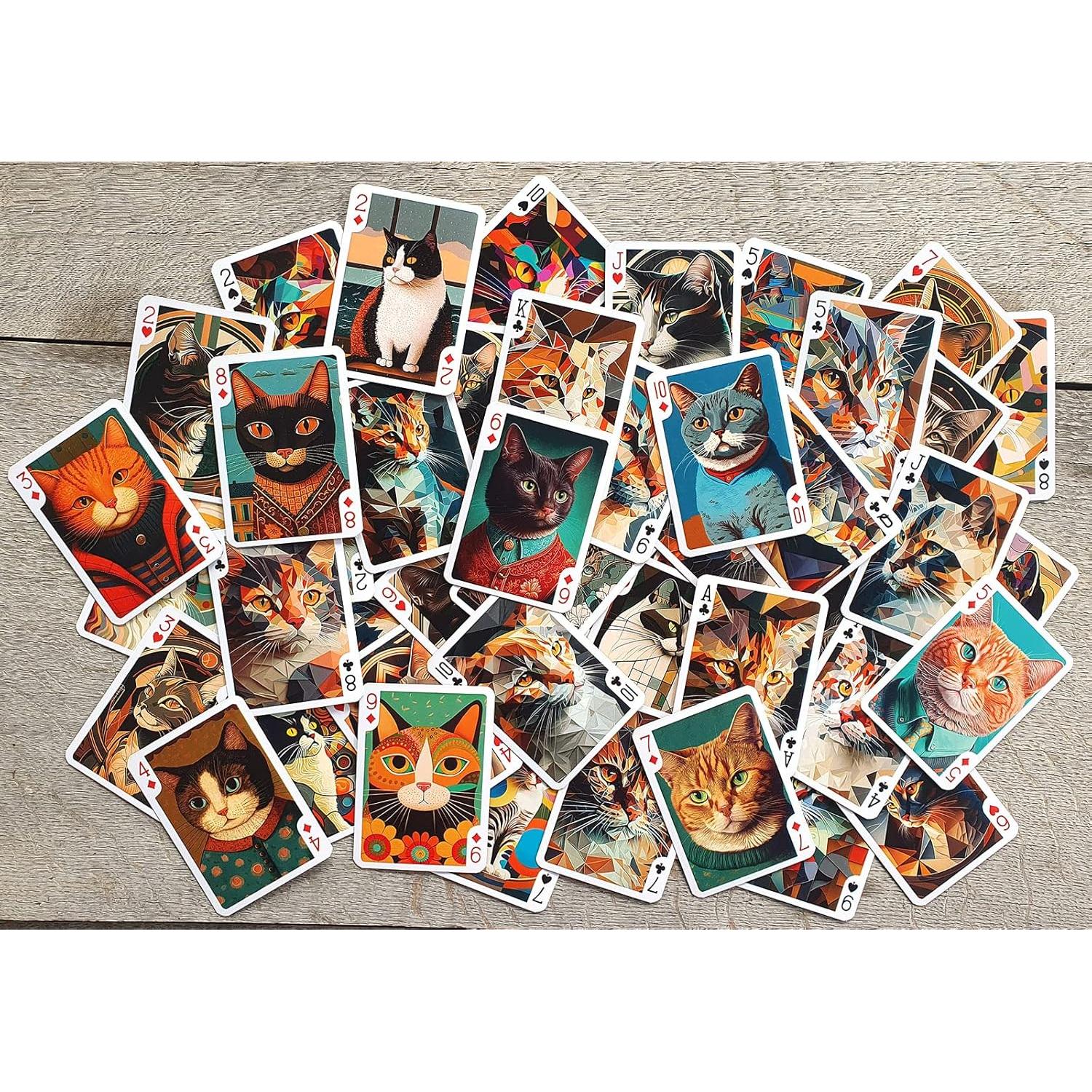 Baraja de Póker Art Deco Gato FlonzGift 54 Cartas Diferentes