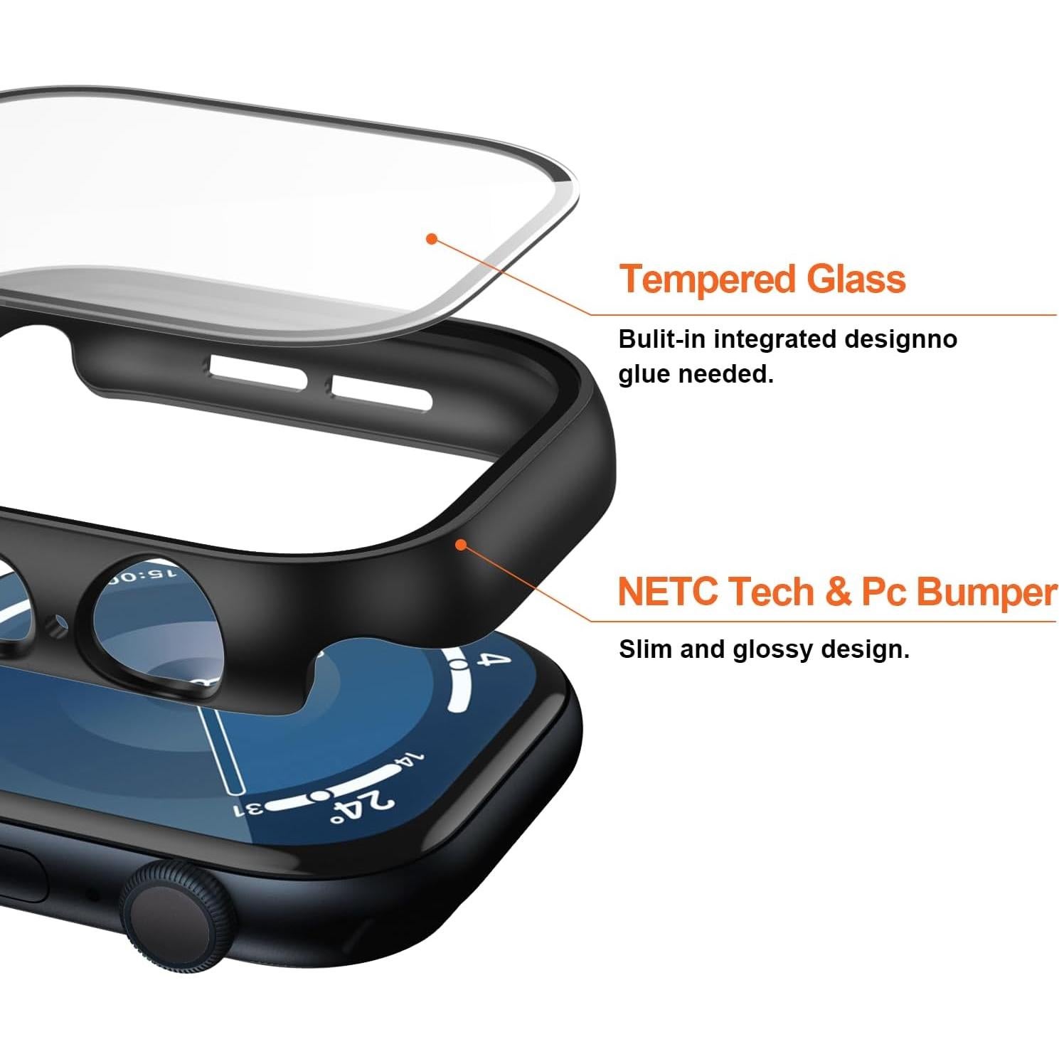 Funda y Protector de Pantalla JZK para Apple Watch 42mm