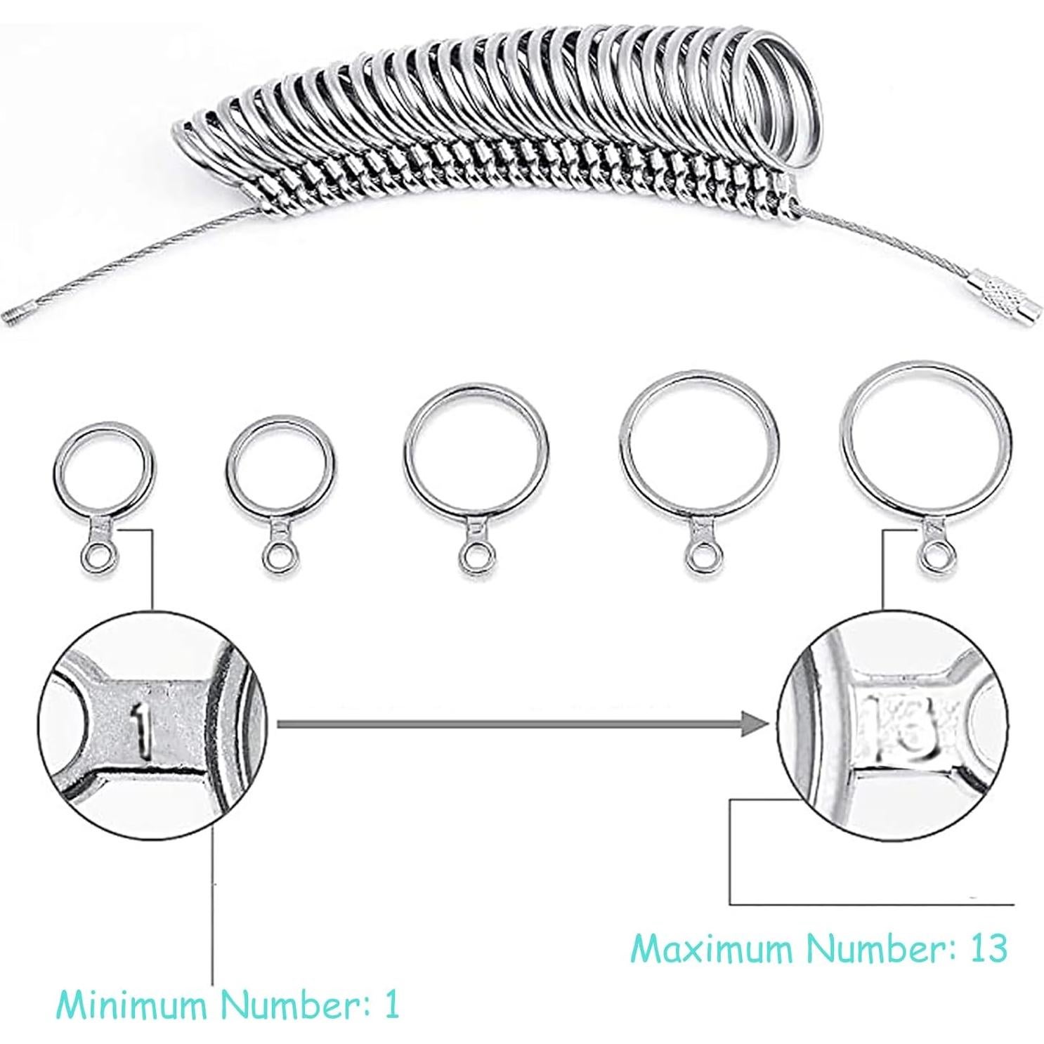 Herramienta de Medición de Tallas de Anillo WGLILO 27 Piezas