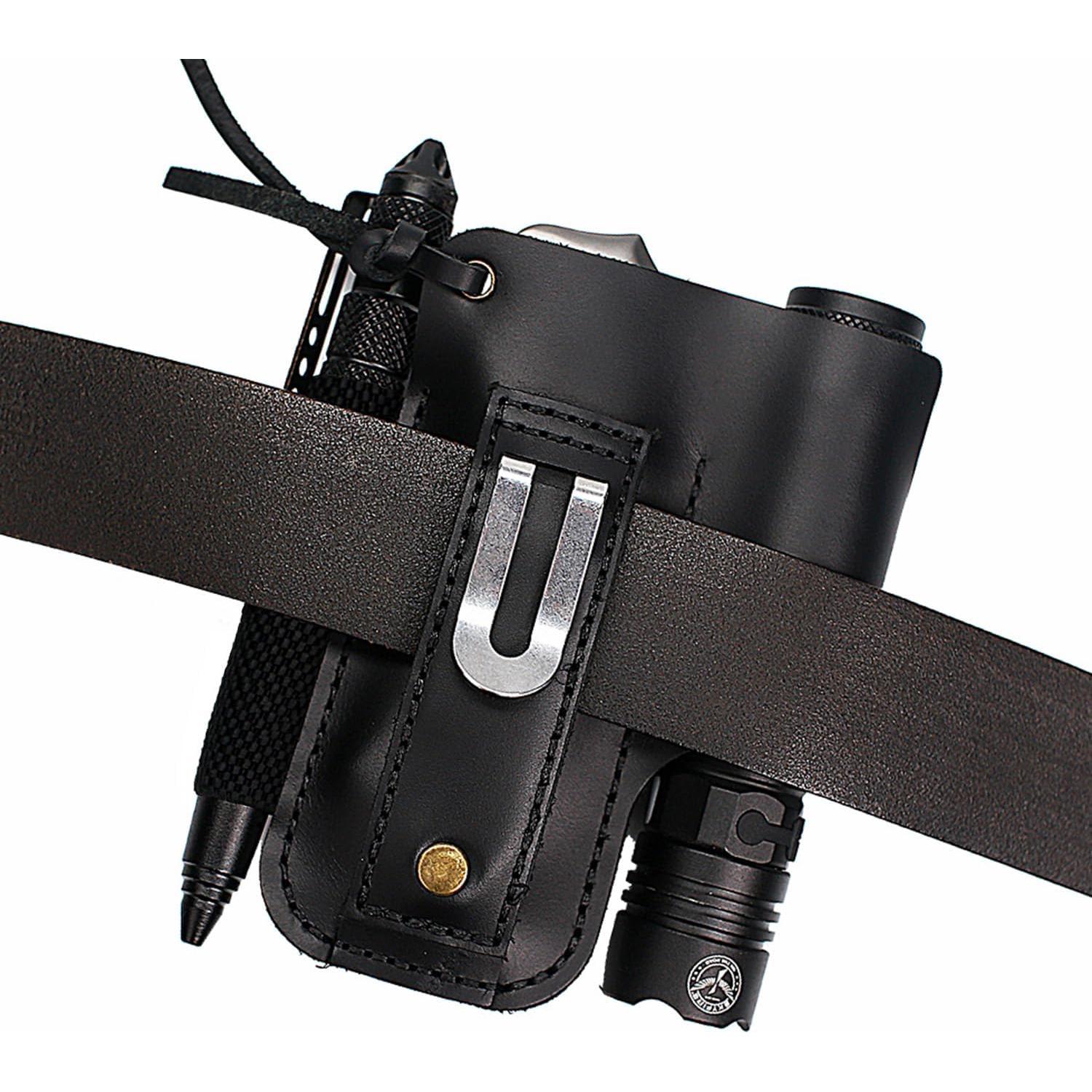 EASYANT Organizador de Cuero EDC 3 Bolsillos D-Negro