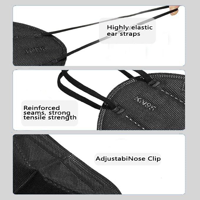 50 Mascarillas KN95 5 Capas Filtración >95% Color Negro