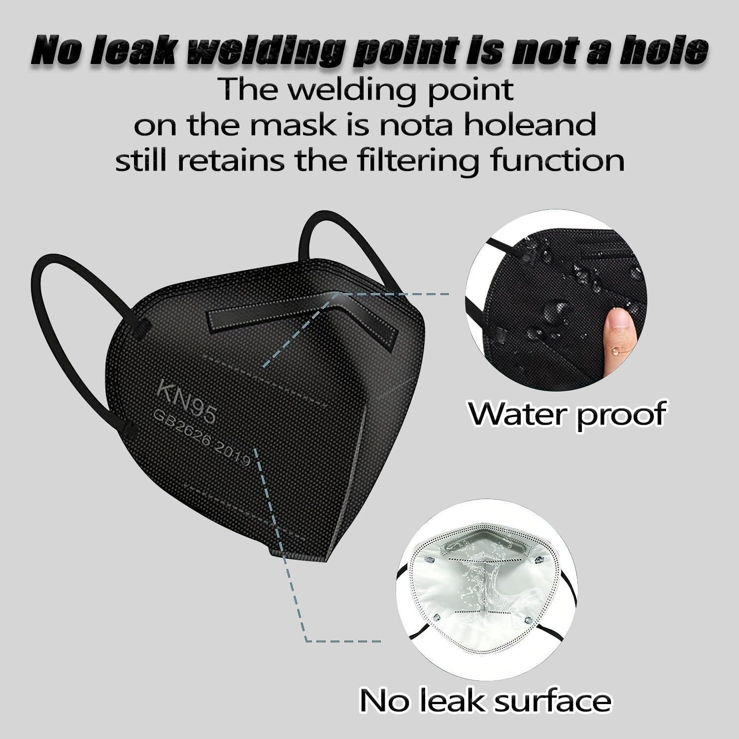50 Mascarillas KN95 5 Capas Filtración >95% Color Negro