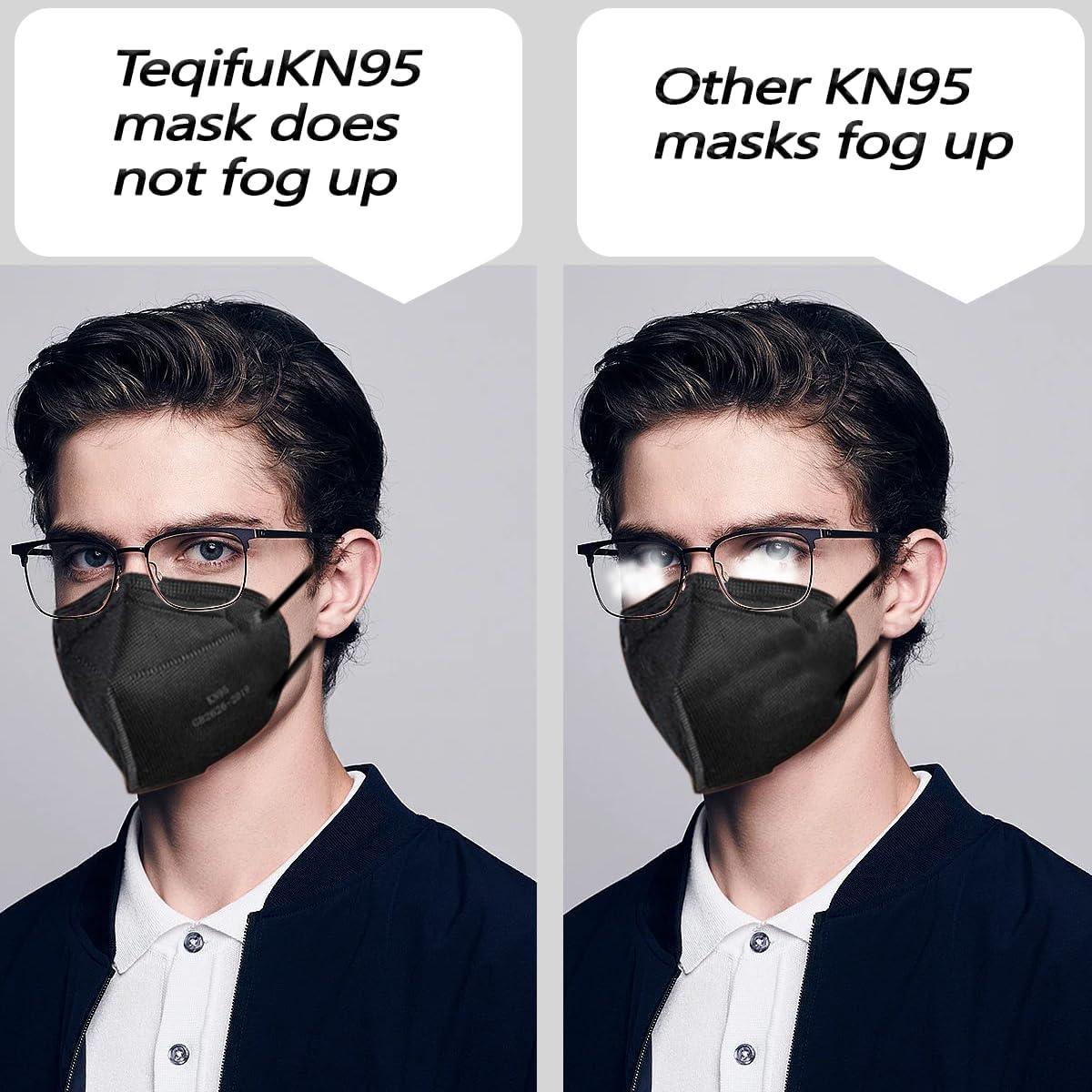 50 Mascarillas KN95 5 Capas Filtración >95% Color Negro