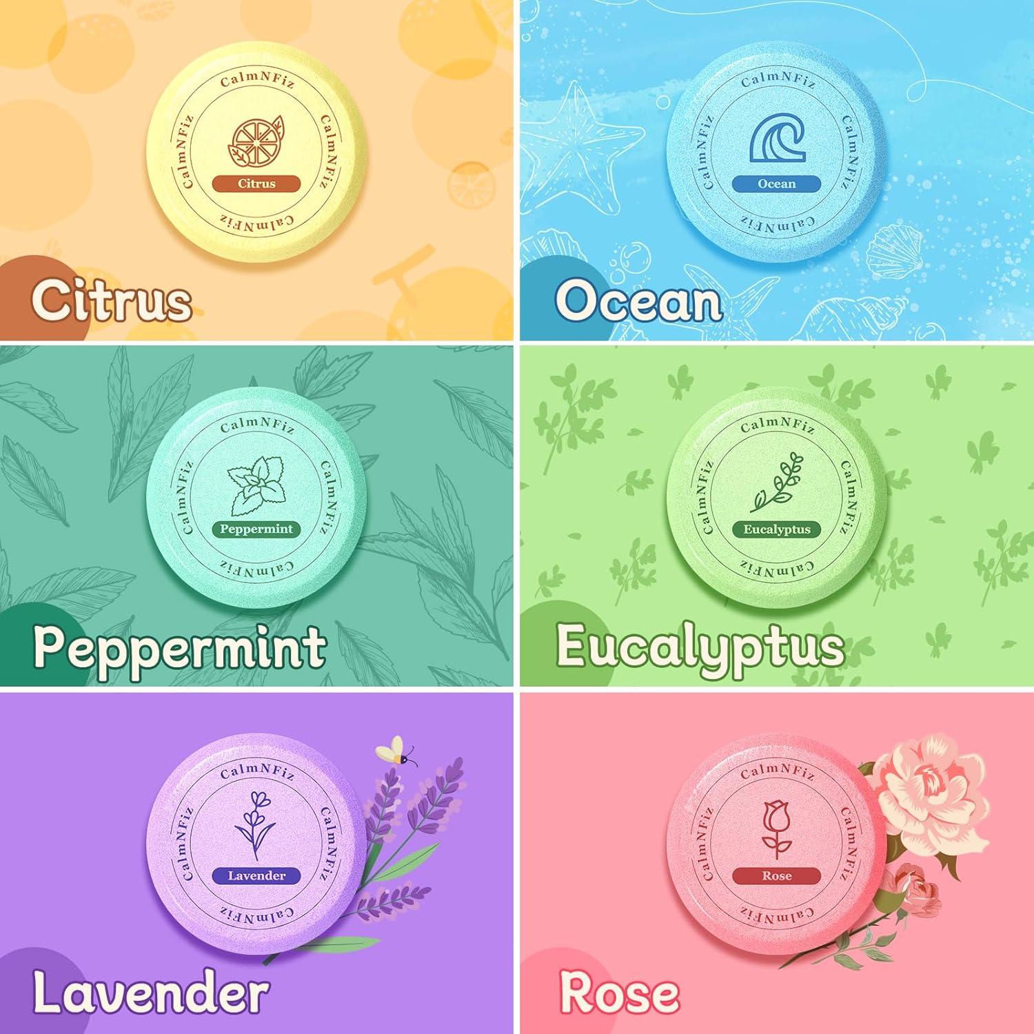 Paquete de 6 pastillas de vapor para ducha CalmNFiz - 6 fragancias