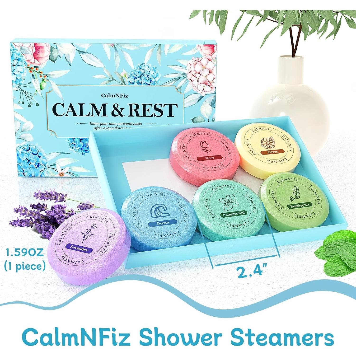 Paquete de 6 pastillas de vapor para ducha CalmNFiz - 6 fragancias