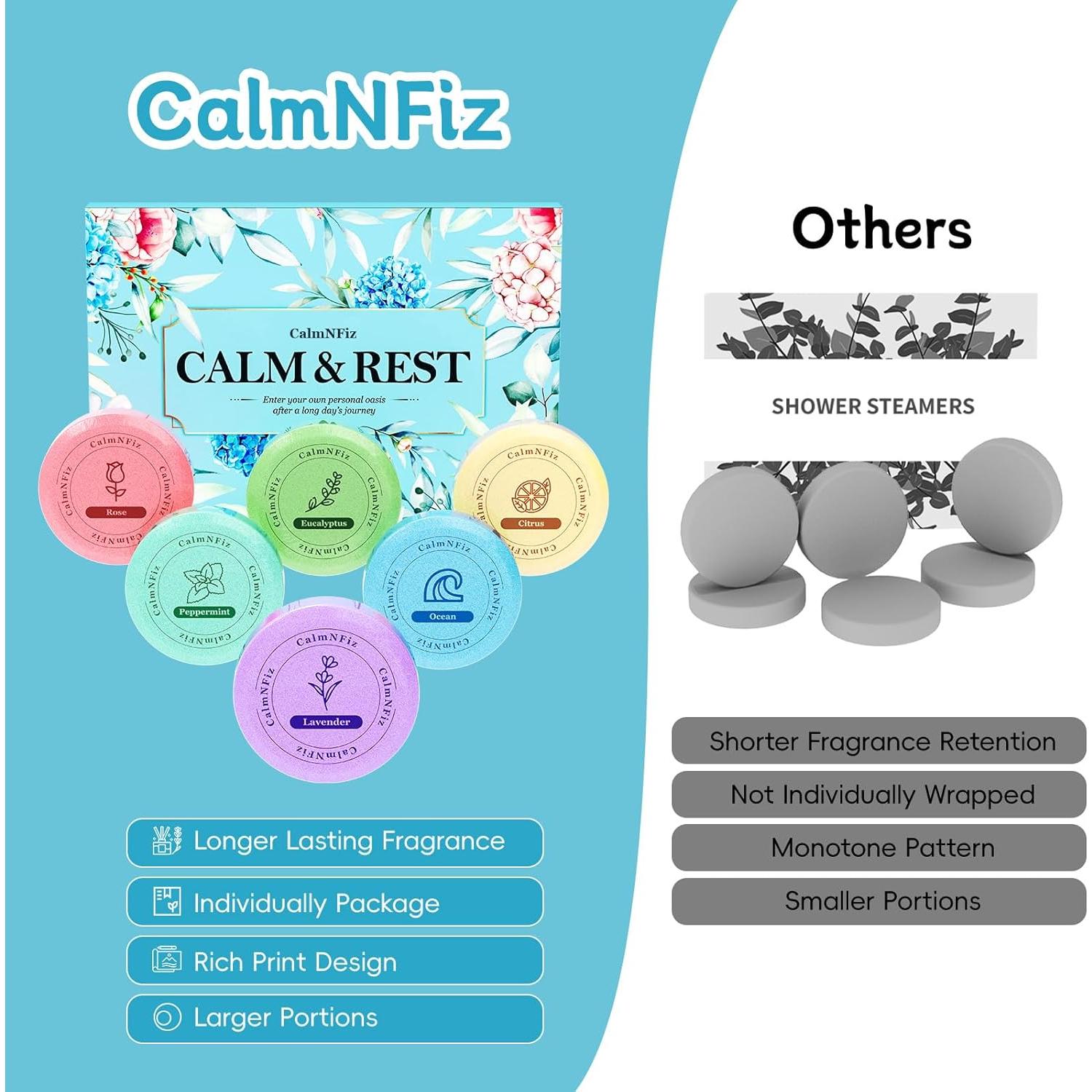 Paquete de 6 pastillas de vapor para ducha CalmNFiz - 6 fragancias