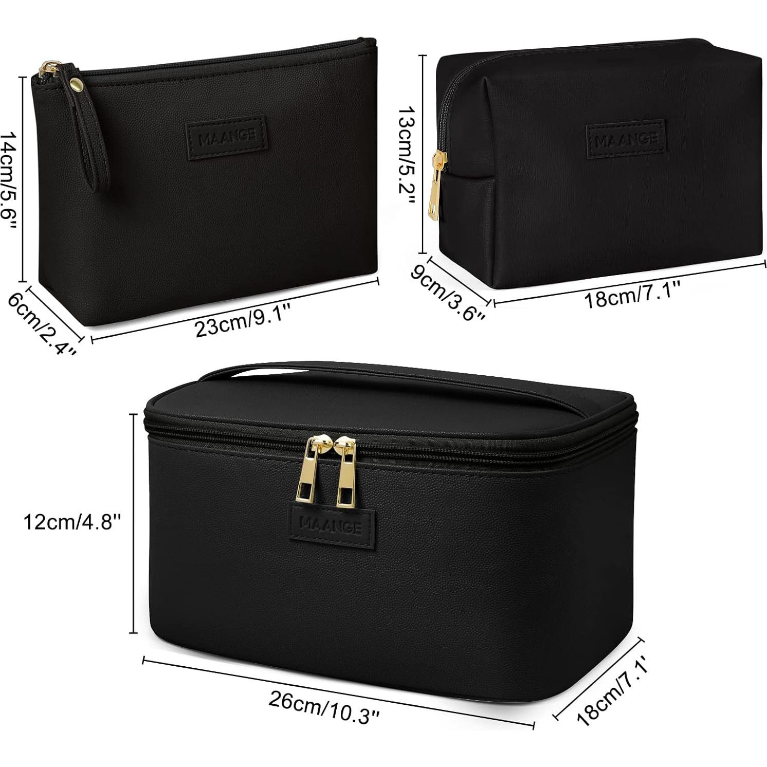 Bolsa de Maquillaje Grande MAANGE con 2 Bolsas Pequeñas Negra