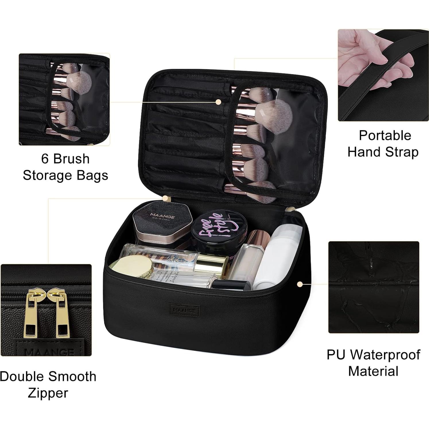 Bolsa de Maquillaje Grande MAANGE con 2 Bolsas Pequeñas Negra