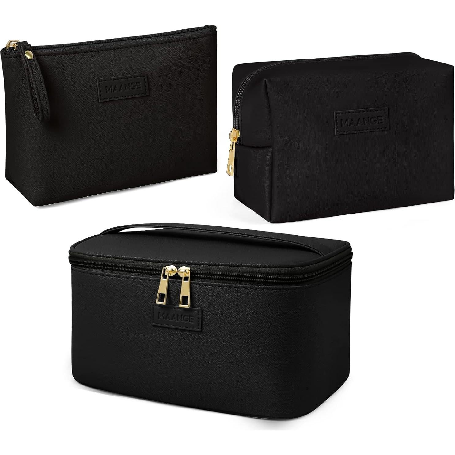 Bolsa de Maquillaje Grande MAANGE con 2 Bolsas Pequeñas Negra