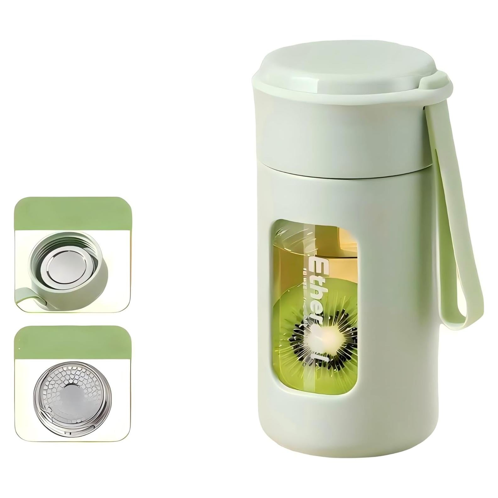 Botella de Agua de Vidrio Borosilicato DEDEYA 380ml Verde Claro