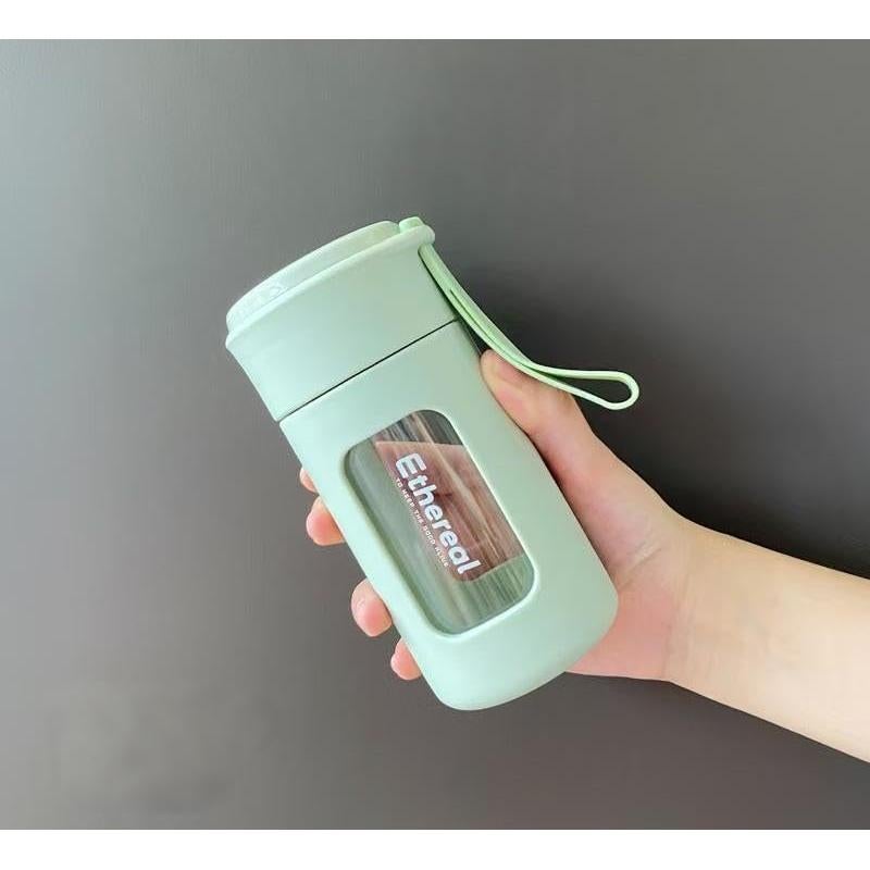 Botella de Agua de Vidrio Borosilicato DEDEYA 380ml Verde Claro