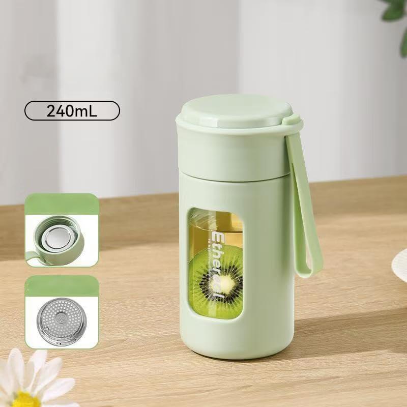 Botella de Agua de Vidrio Borosilicato DEDEYA 380ml Verde Claro