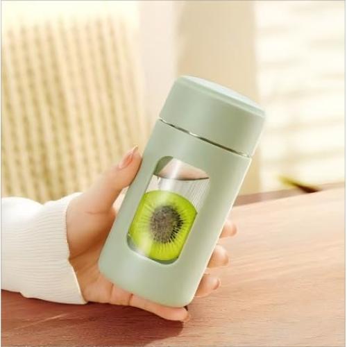 Botella de Agua de Vidrio Borosilicato DEDEYA 380ml Verde Claro