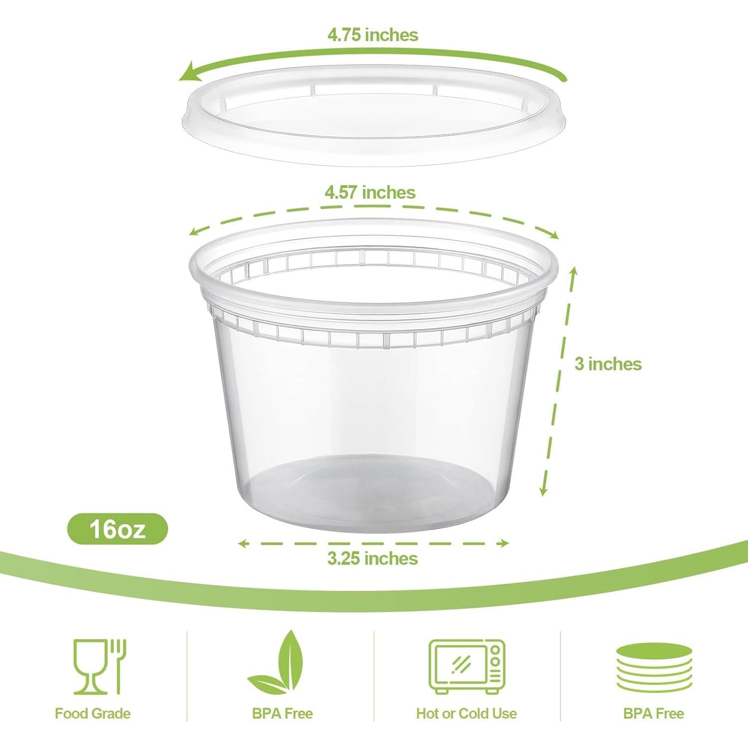 AOZITA 32 Contenedores Plásticos 16 oz Herméticos para Alimentos