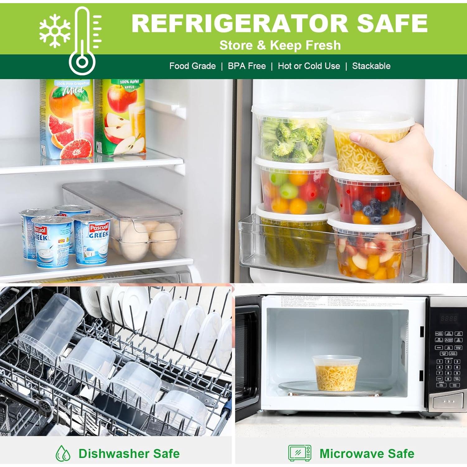 AOZITA 32 Contenedores Plásticos 16 oz Herméticos para Alimentos