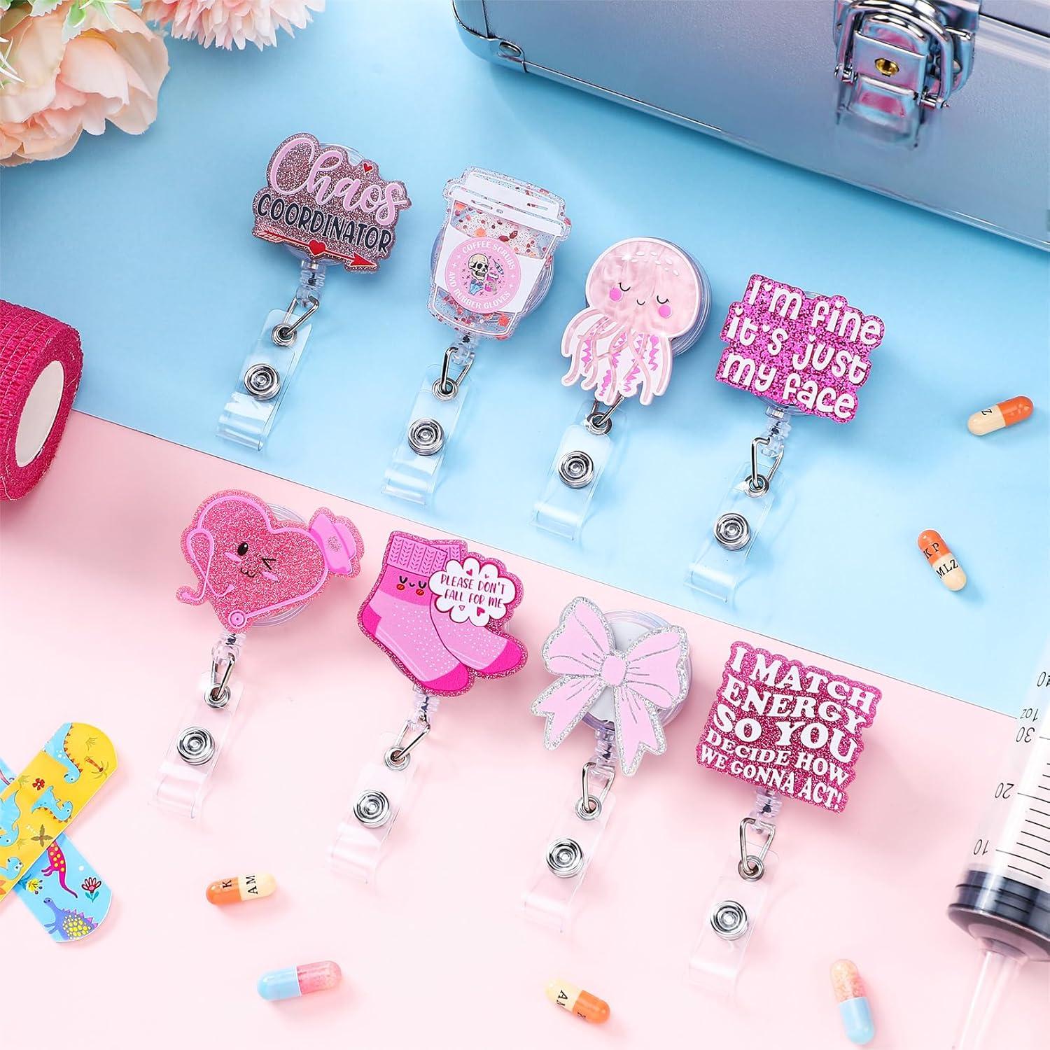 Portabotones Retráctil Remuuly 8 Pcs Rosa Corazón Enfermería