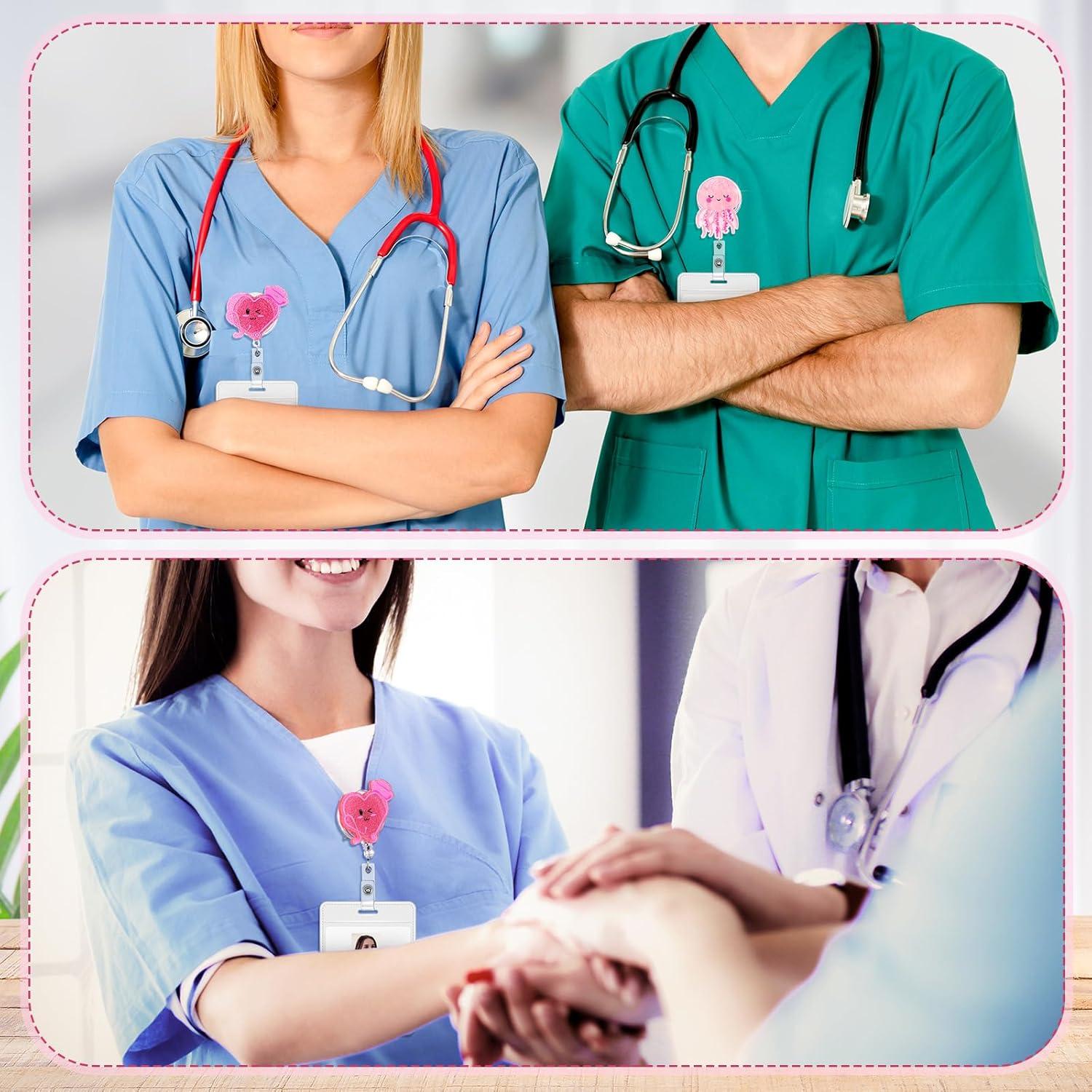 Portabotones Retráctil Remuuly 8 Pcs Rosa Corazón Enfermería