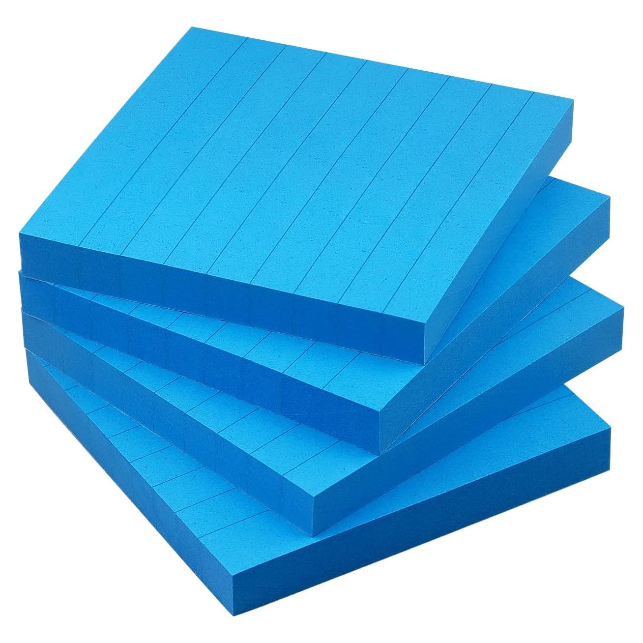 Notas Adhesivas Rayadas 7.62x7.62 cm Lobo Oriental Azul 4 Paquetes