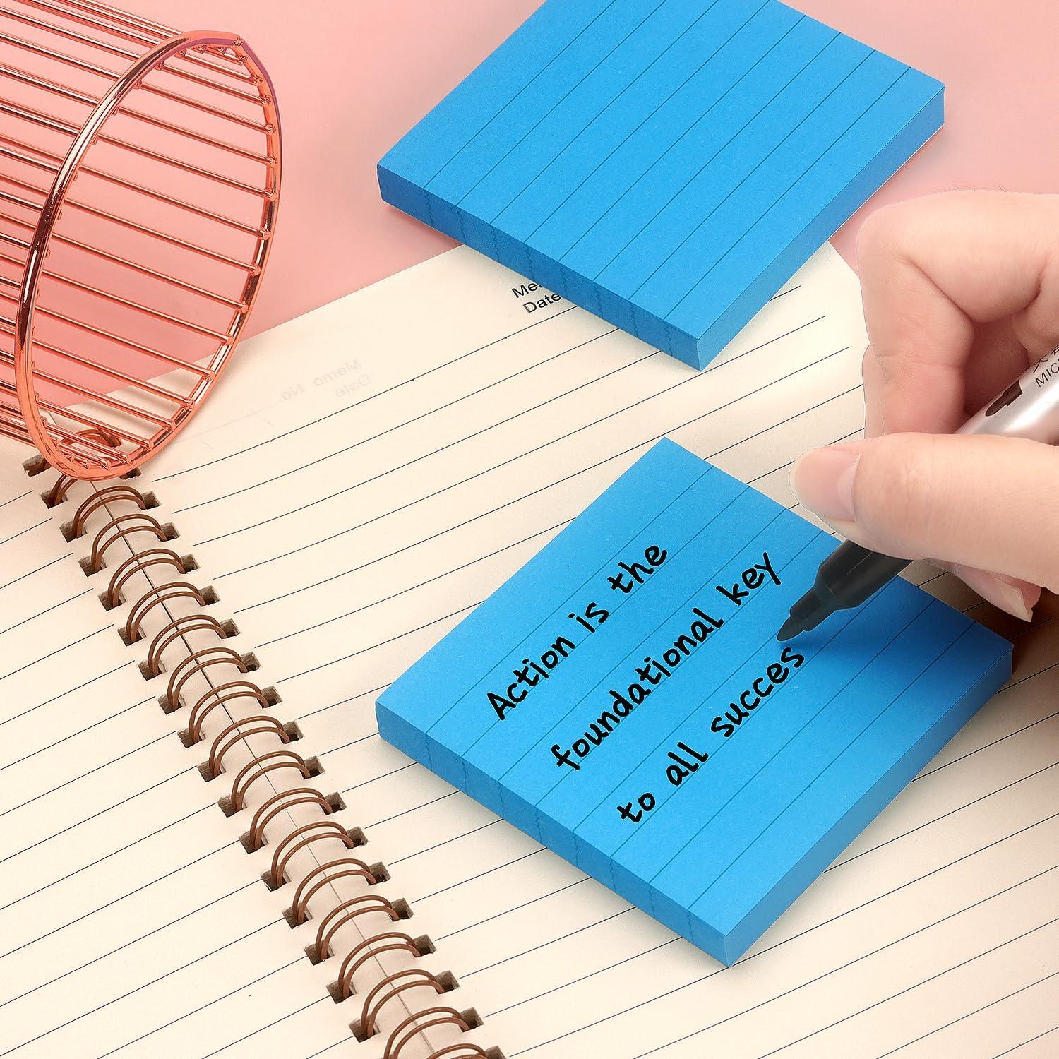 Notas Adhesivas Rayadas 7.62x7.62 cm Lobo Oriental Azul 4 Paquetes