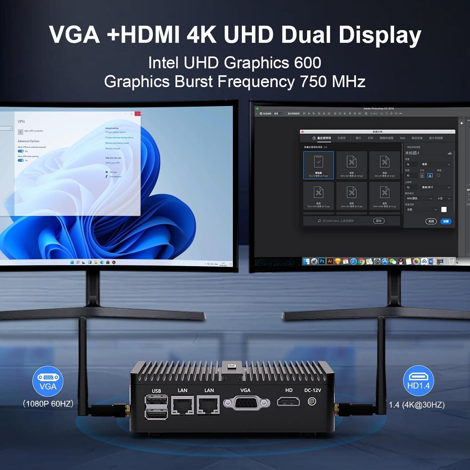 Mini PC HISTTON H3-J4125 8GB RAM 128GB SSD Sin Ventilador