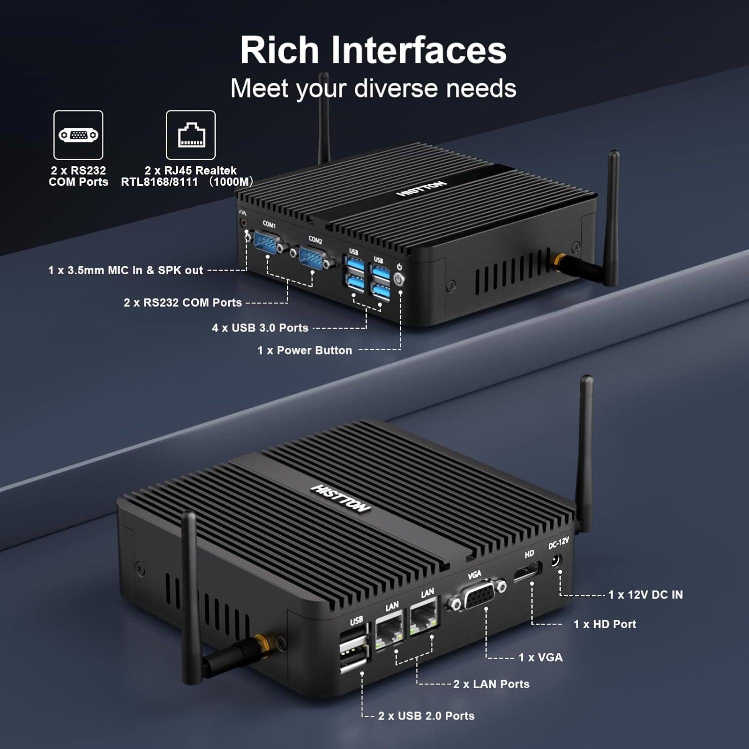 Mini PC HISTTON H3-J4125 8GB RAM 128GB SSD Sin Ventilador