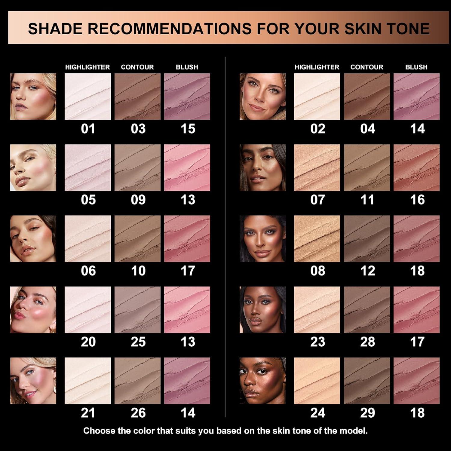 FOCALLURE 3 Pcs Cream Contour Sticks,Shades with Highlighter & Bronzer & Blush,Non-greasy Long-wear Face Contouring Pen,Easy to Sculpt the Face and Create a Lightweight Finishing Makeup,FAIR