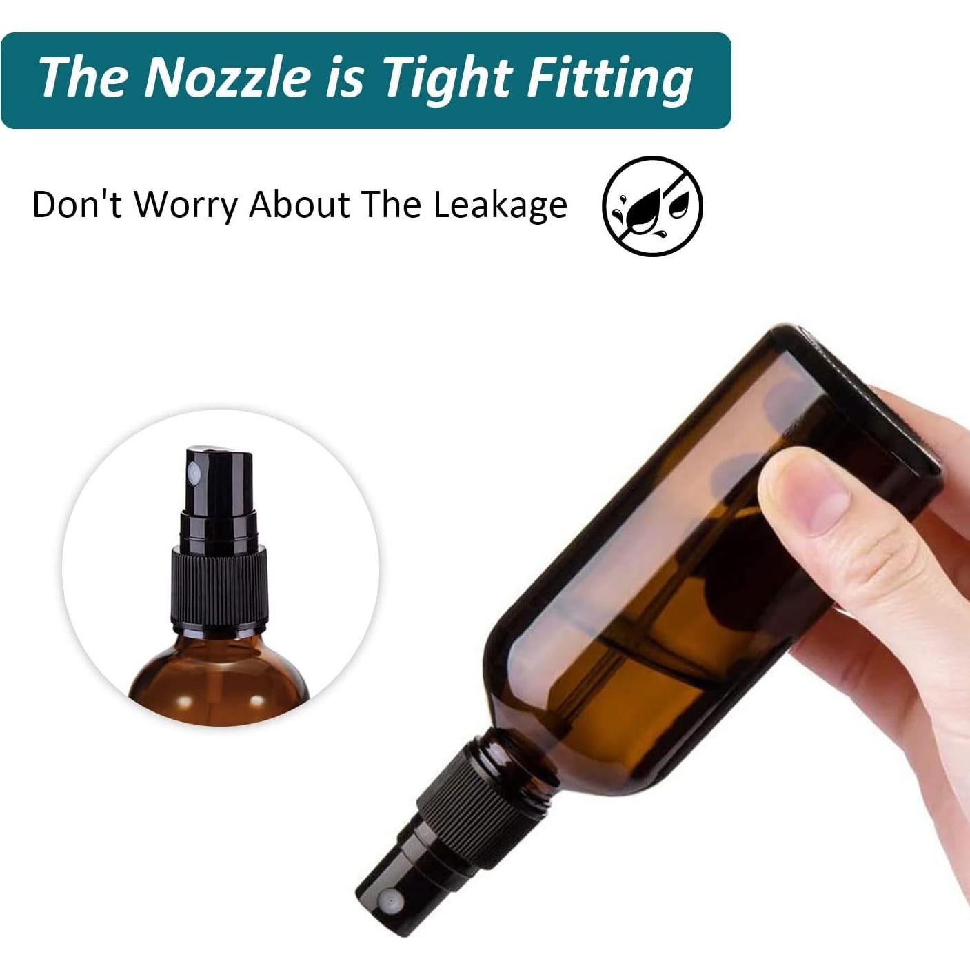 Botellas de Spray de Vidrio Ámbar 4 oz YUNFOOK - 2 Paquete