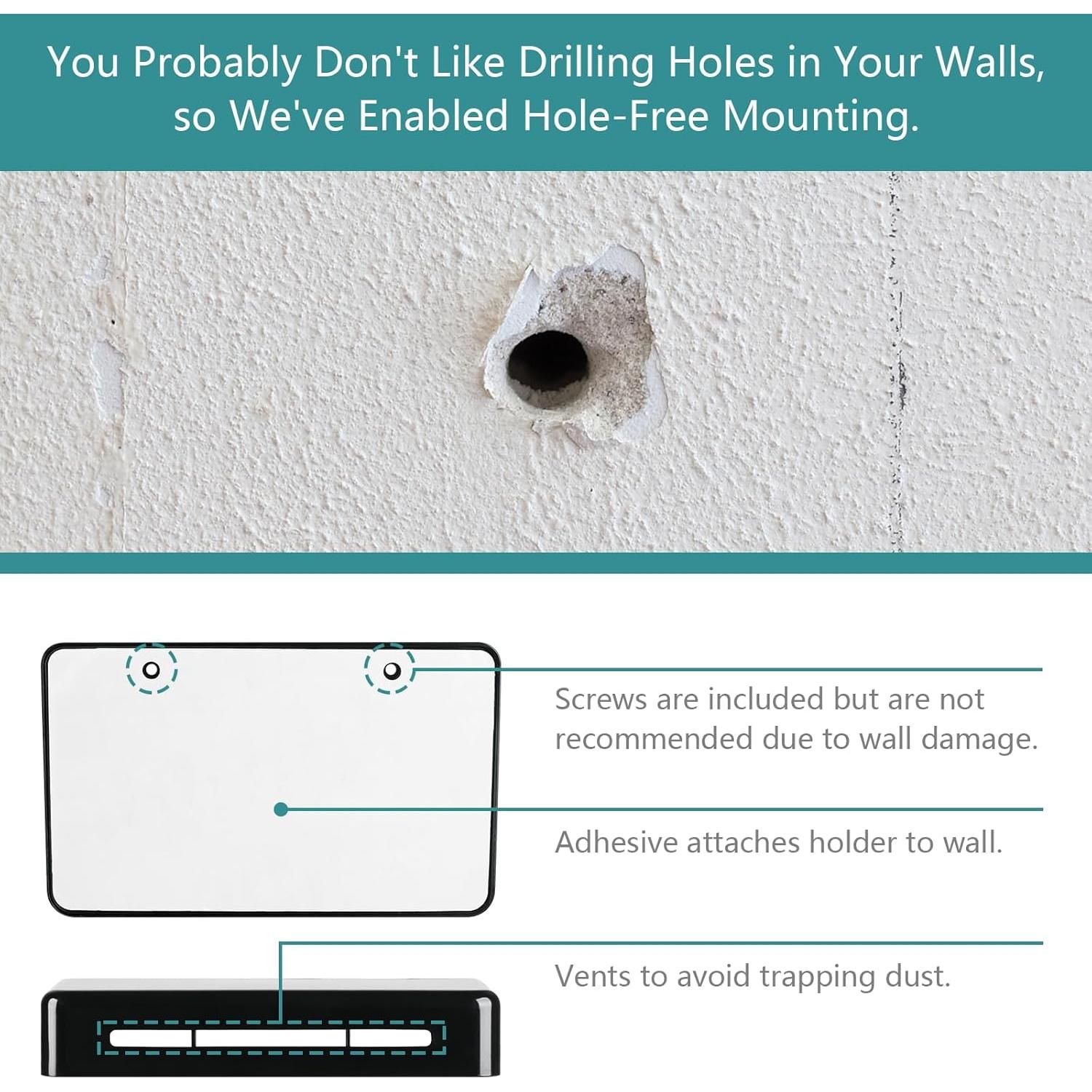 Soporte de Control Remoto de Pared VACONICO 3 Compartimentos Negro