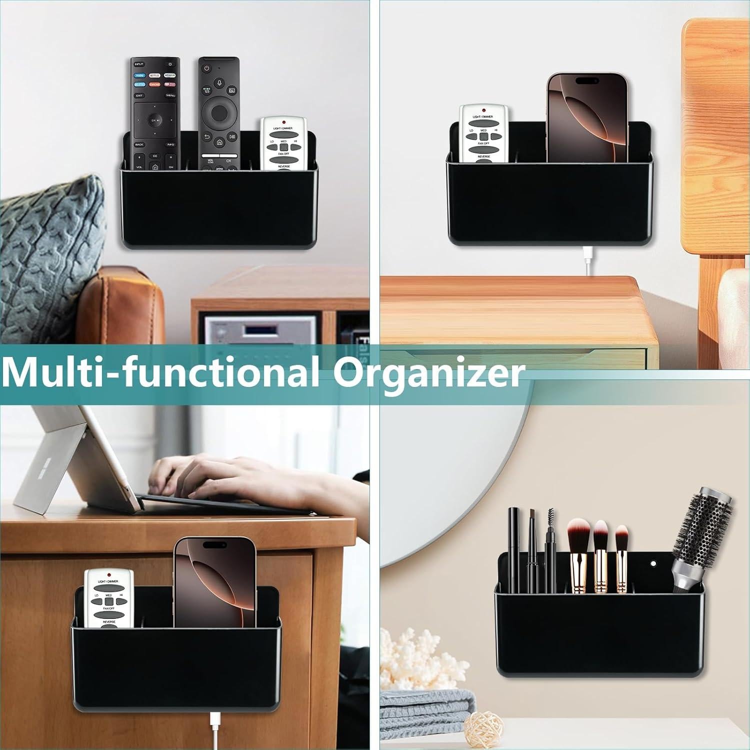 Soporte de Control Remoto de Pared VACONICO 3 Compartimentos Negro