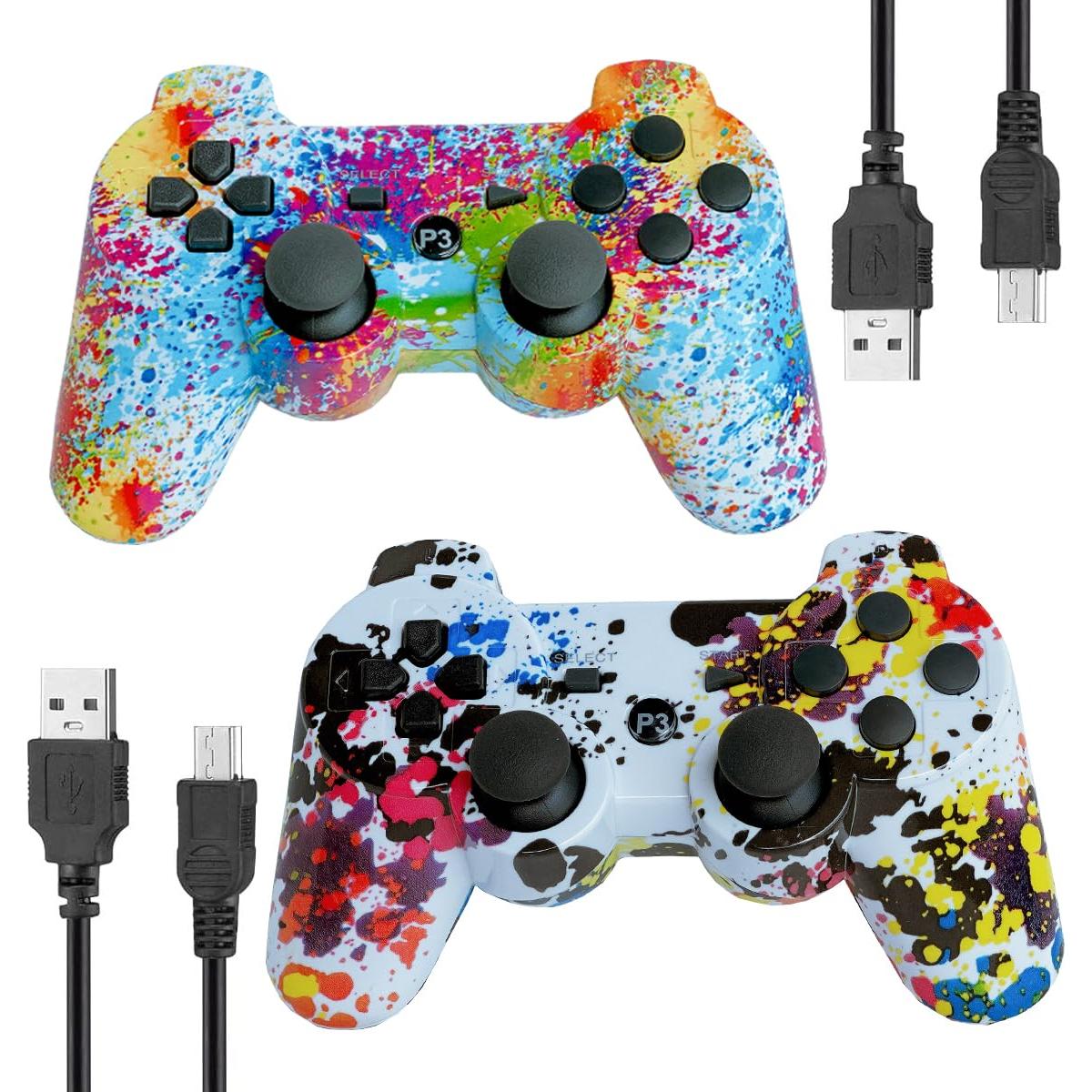 Controlador Inalámbrico PS3 eSeunLau - 2 Unidades, Bluetooth, Doble Vibración