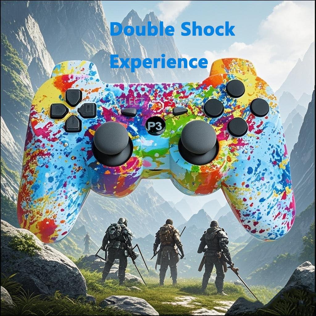 Controlador Inalámbrico PS3 eSeunLau - 2 Unidades, Bluetooth, Doble Vibración