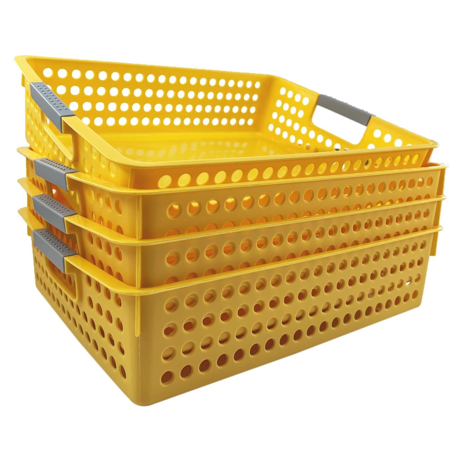 Bandejas de Almacenamiento DLUCKY 4Pcs Amarillo 34.5x26x8.5cm