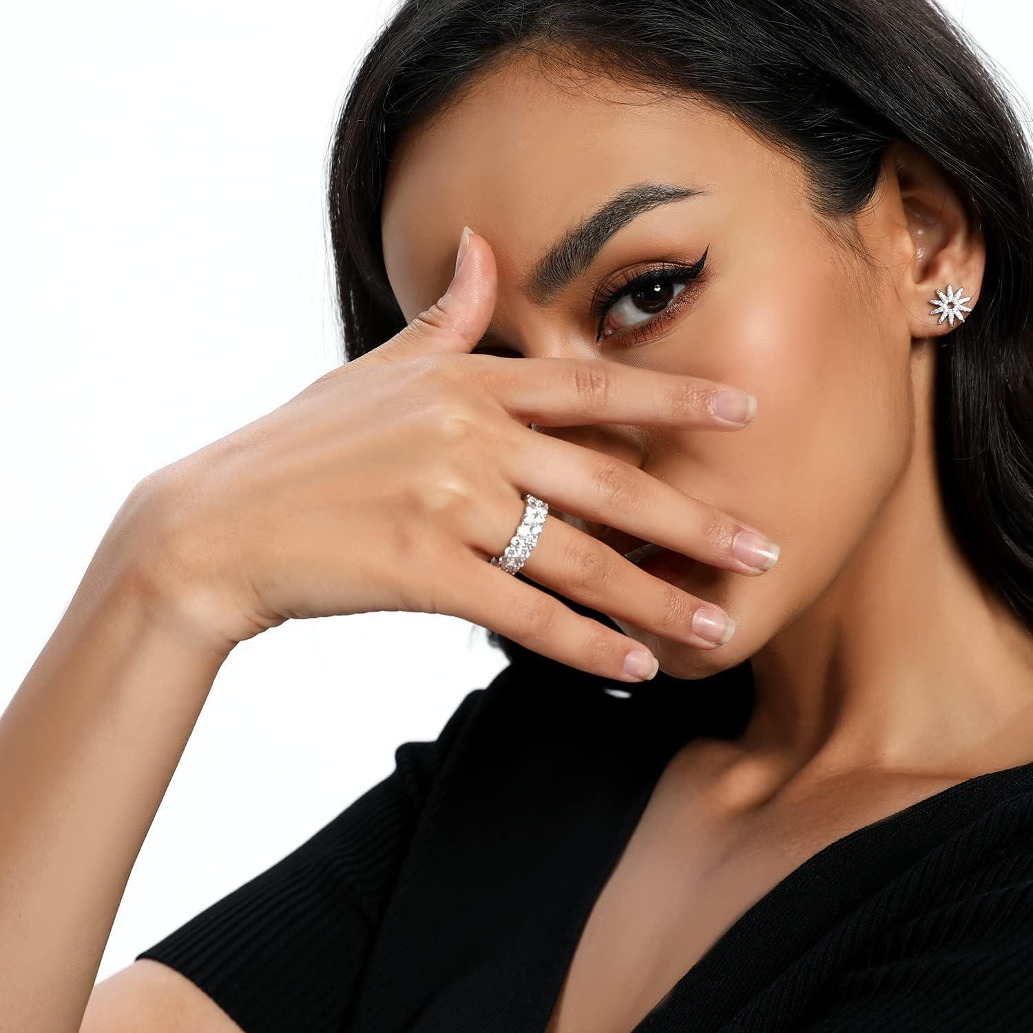 Anillo de zirconia cúbica 18K oro blanco 3 mm para hombres