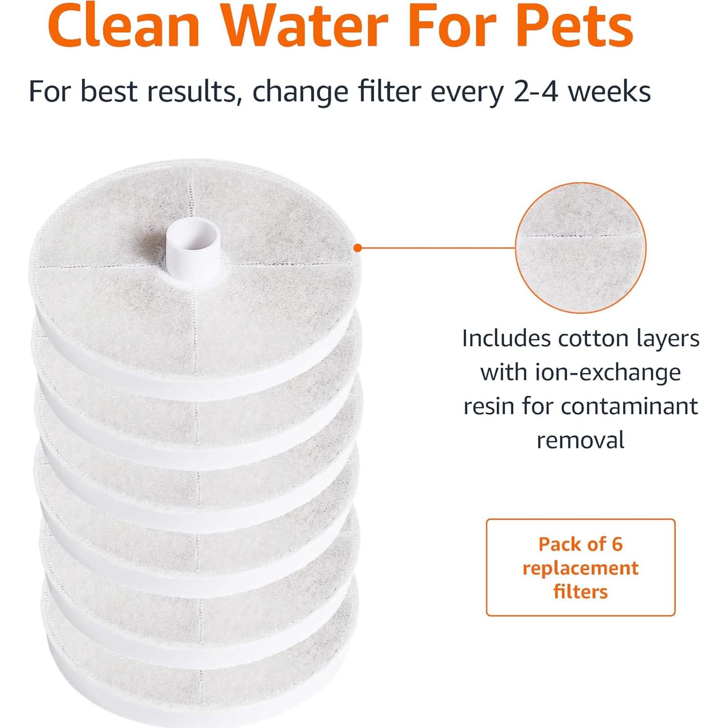 Filtros de Reemplazo Amazon Basics para Fuente 3L - Paquete de 6