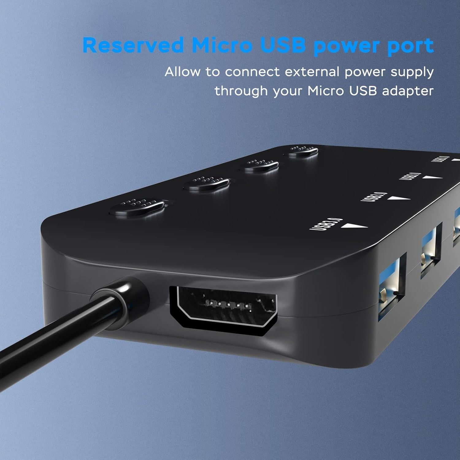 Hub USB 3.0 VVTOYER 4 Puertos con Interruptores y USB-C