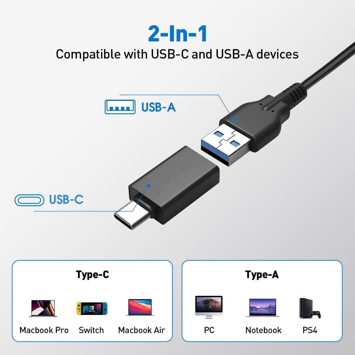 Hub USB 3.0 VVTOYER 4 Puertos con Interruptores y USB-C