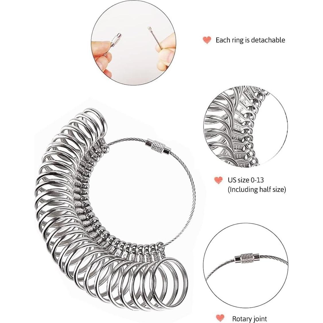 Medidor de Tamaño de Anillo Meowoo con Lupa 0-13