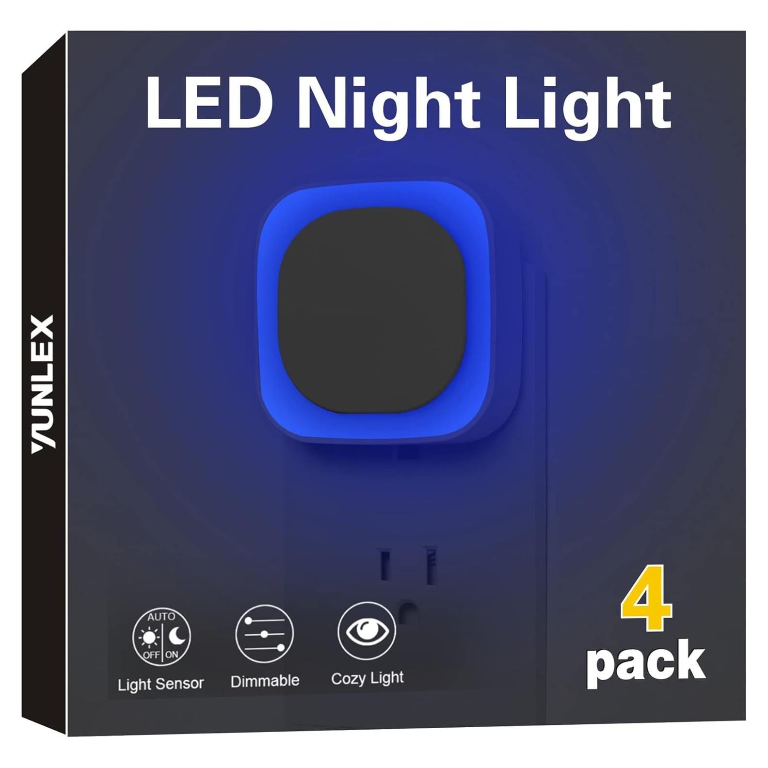 Paquete de 4 luces nocturnas LED YUNLEX con sensor automático