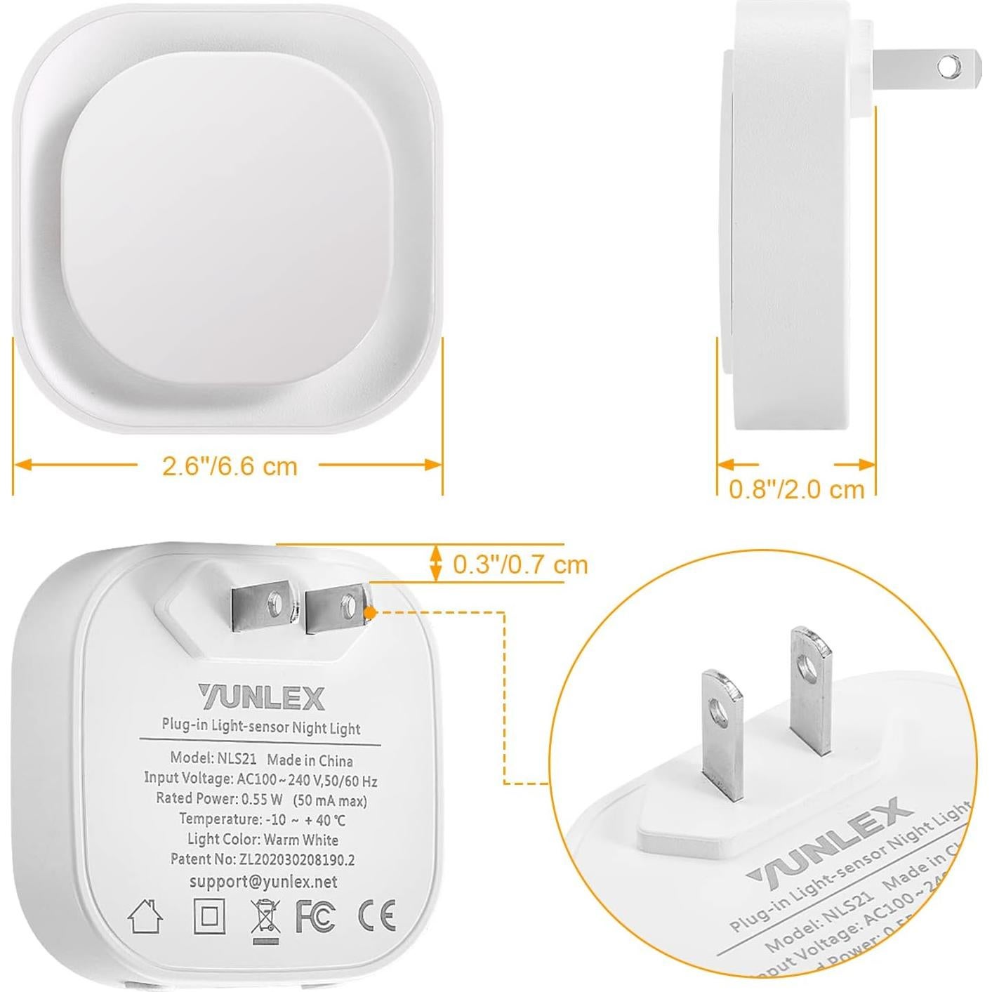 Paquete de 4 luces nocturnas LED YUNLEX con sensor automático