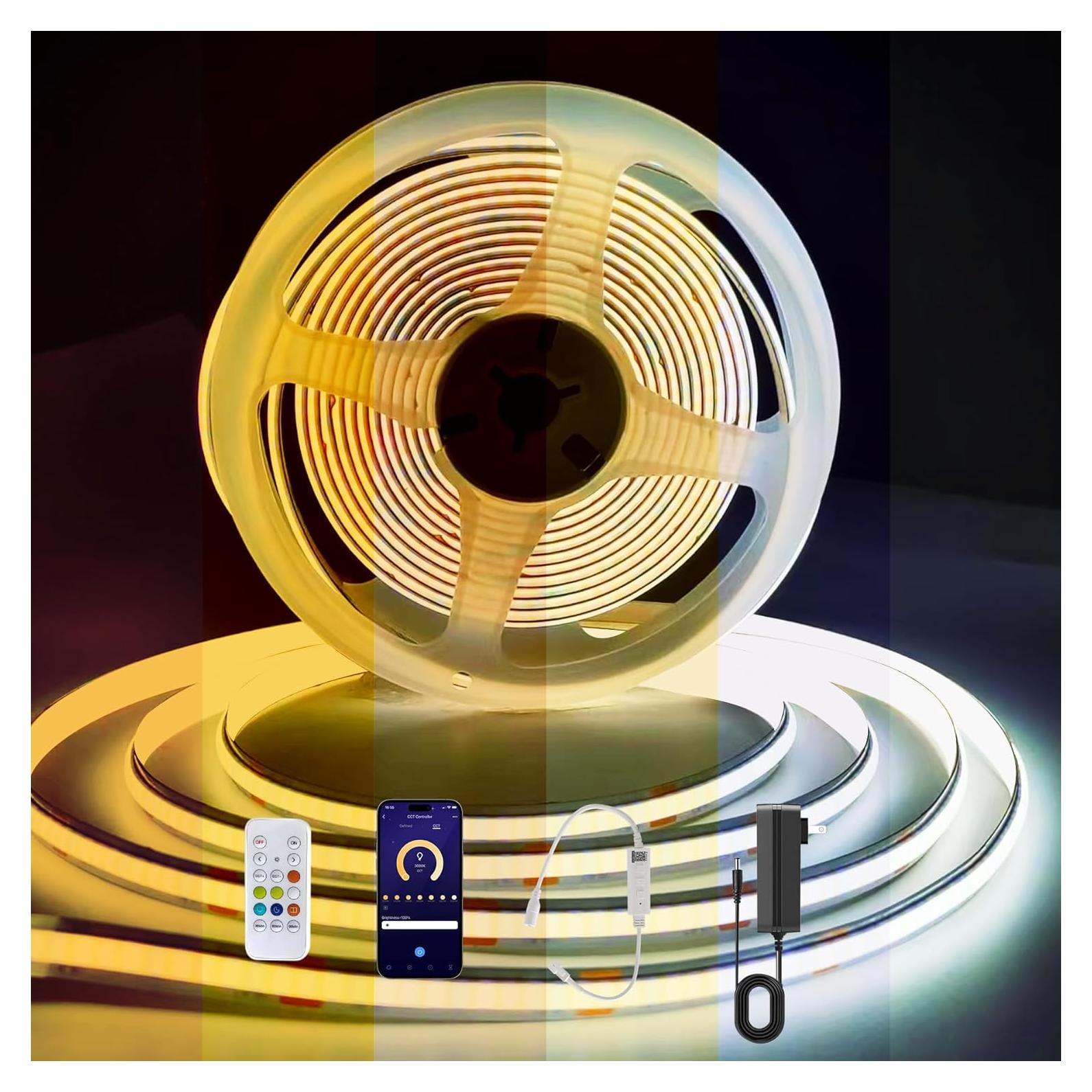 Cinta LED COB CCT 3m AUZIWE Regulable 2700K-6500K Bluetooth