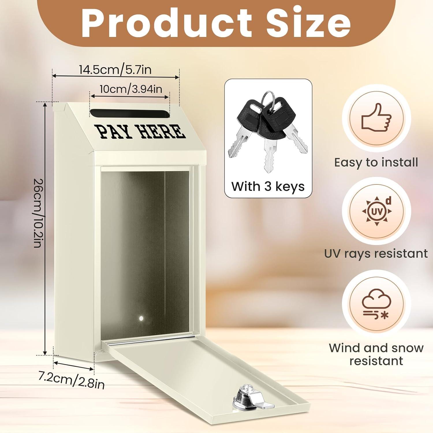 Caja de Dinero Metálica con Cerradura Beige 26x14.5x7 cm