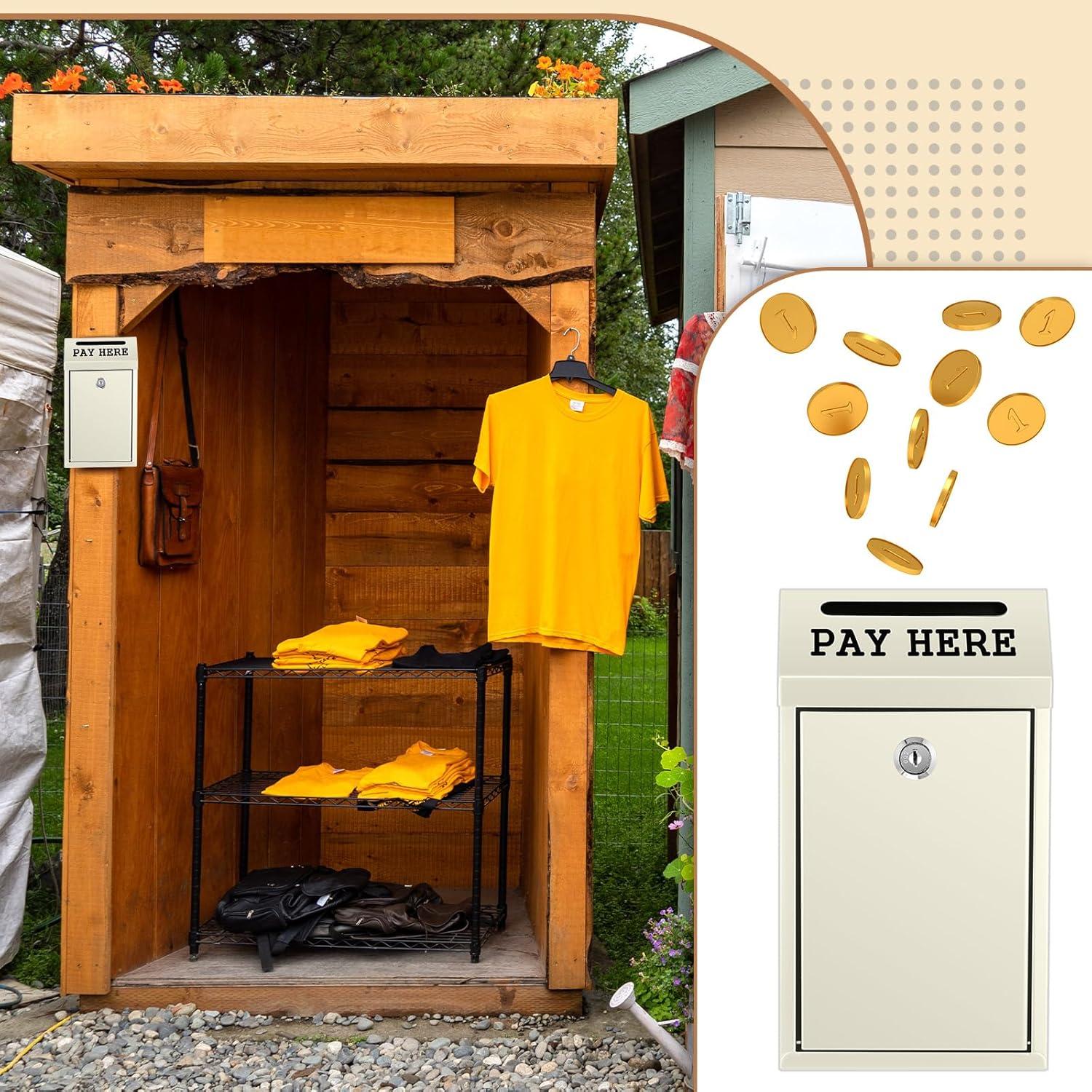 Caja de Dinero Metálica con Cerradura Beige 26x14.5x7 cm