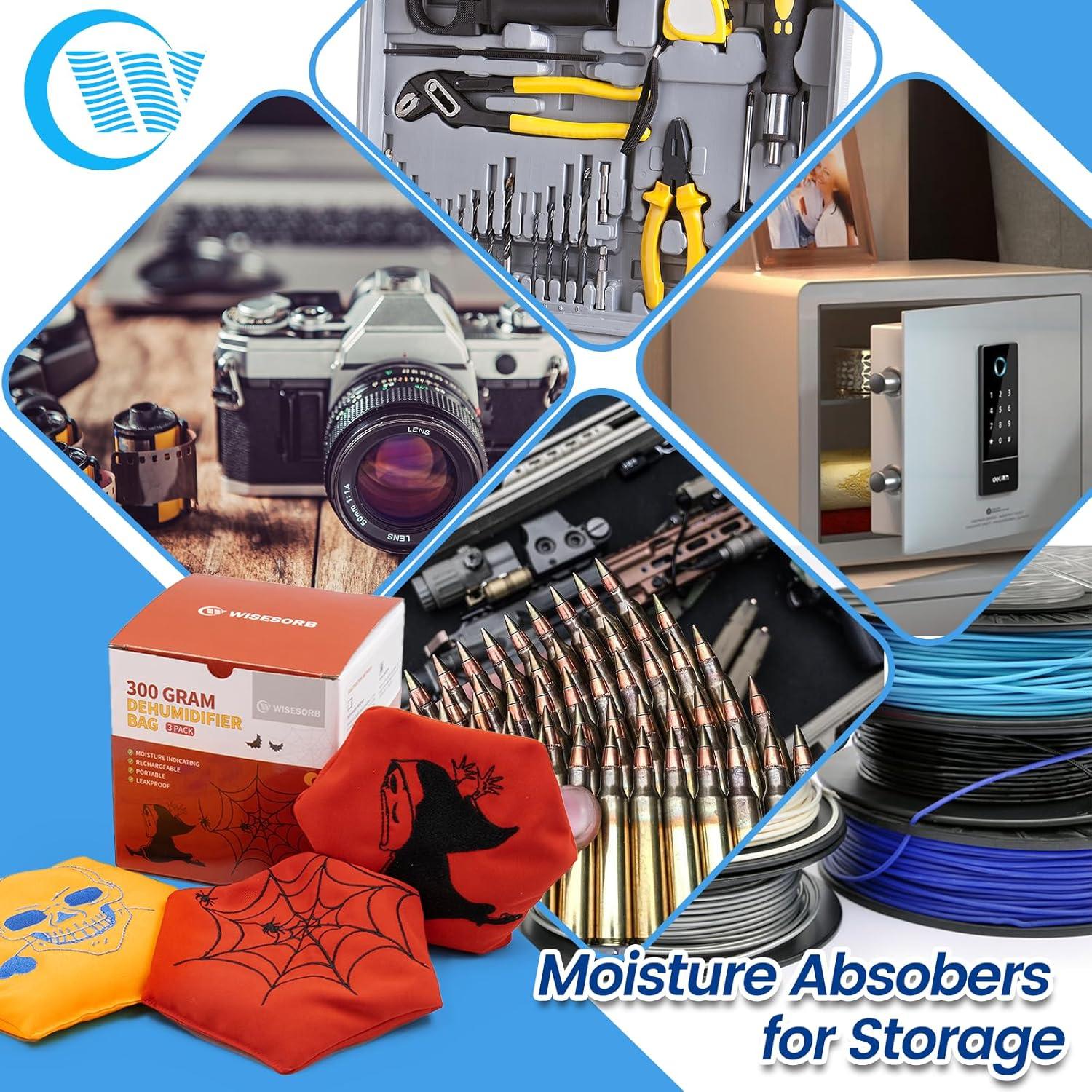 Paquete de 3 Absorbentes de Humedad Wisesorb 300g Reutilizables