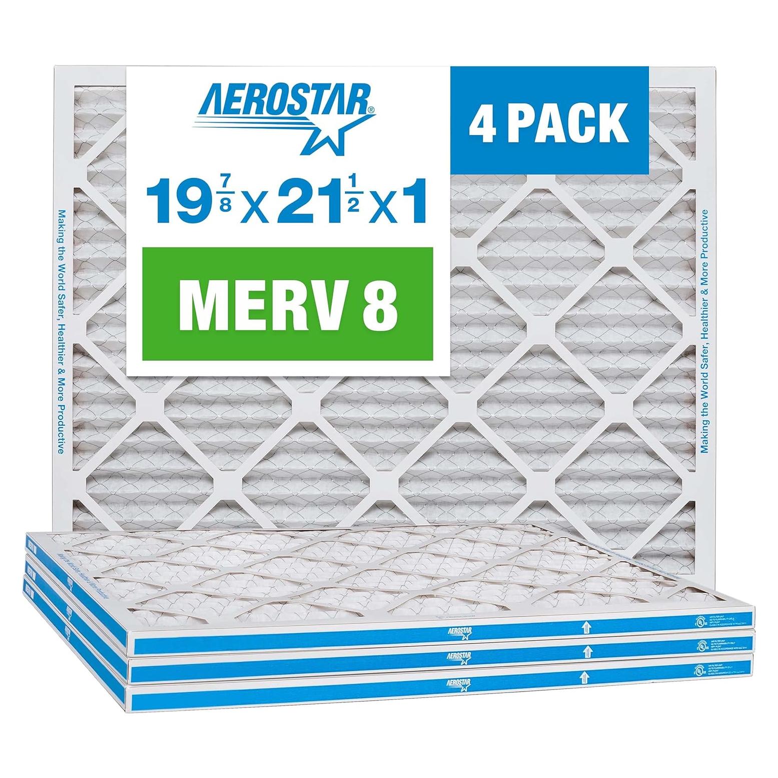 Filtros de Aire Plisados Aerostar MERV 8 - 4 Paquete 19.7x54.6 cm
