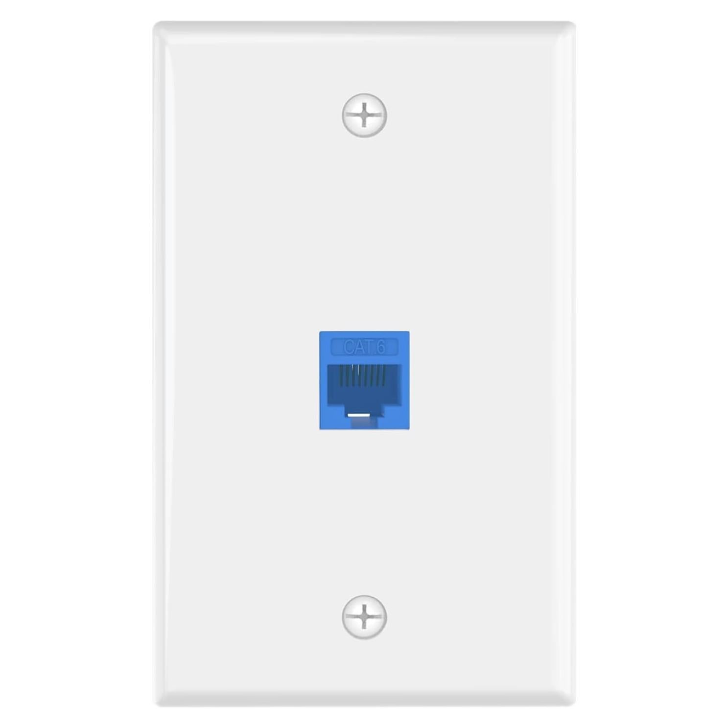 Placa de Pared Ethernet VCE 1 Puerto CAT6 Azul UL