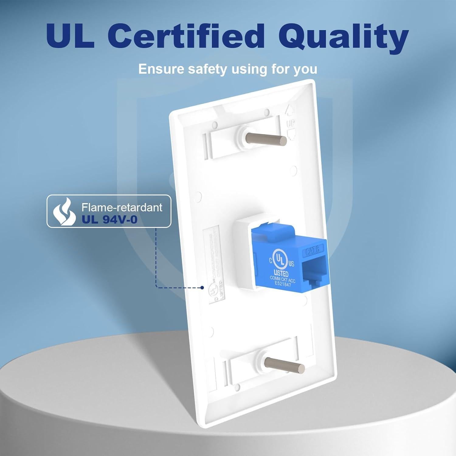 Placa de Pared Ethernet VCE 1 Puerto CAT6 Azul UL