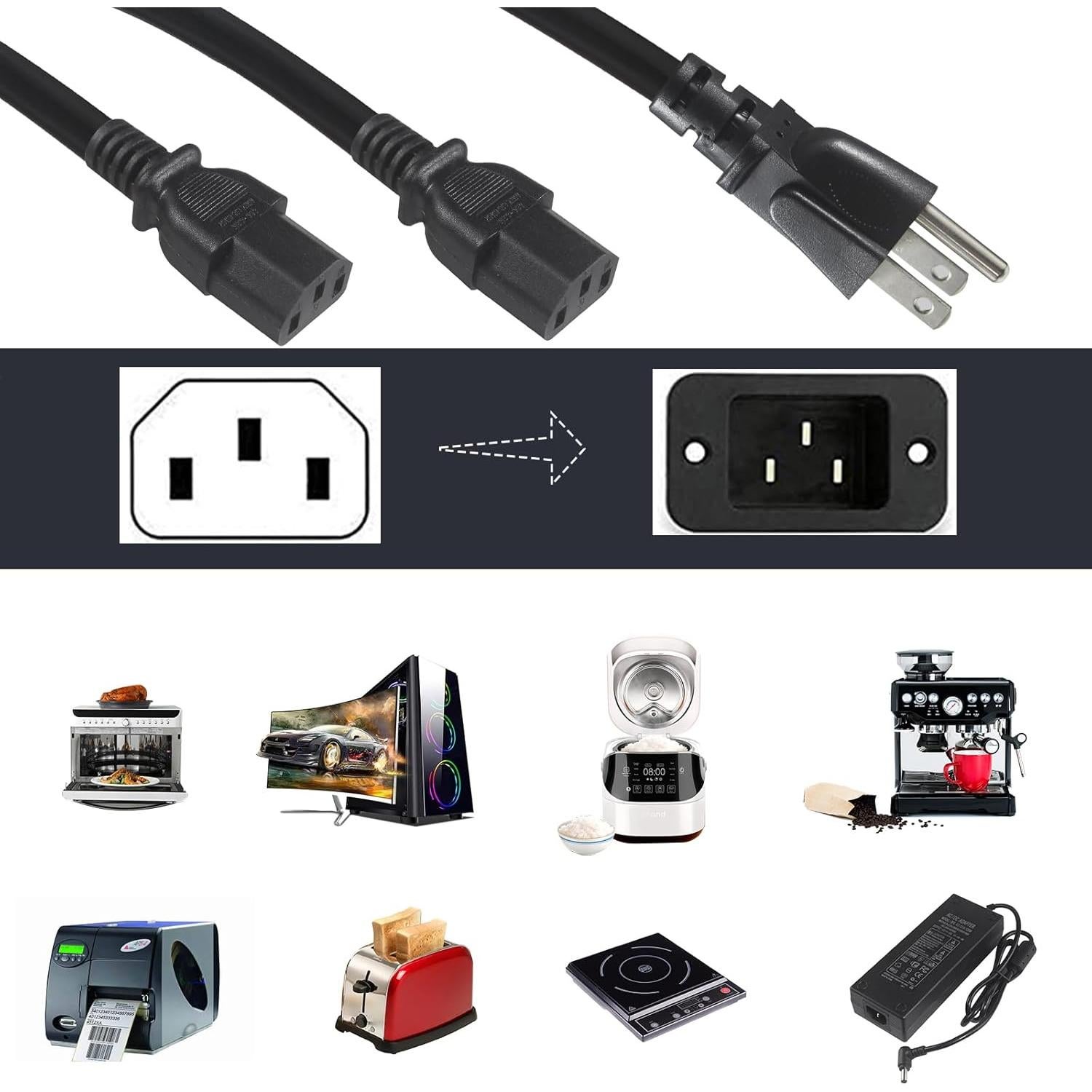 Cable de Alimentación Divisor NEMA 5-15P a 2X IEC C13 1m